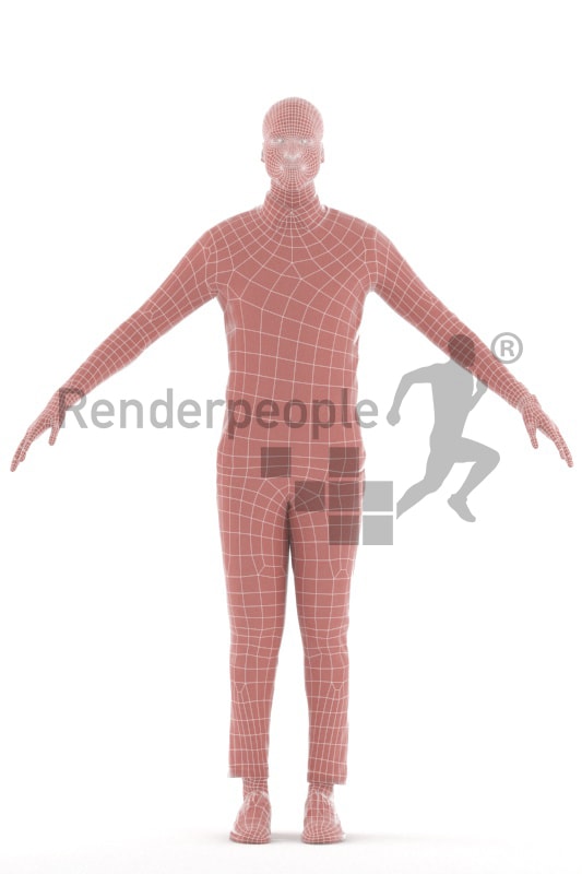3d people casual, rigged black man in A Pose