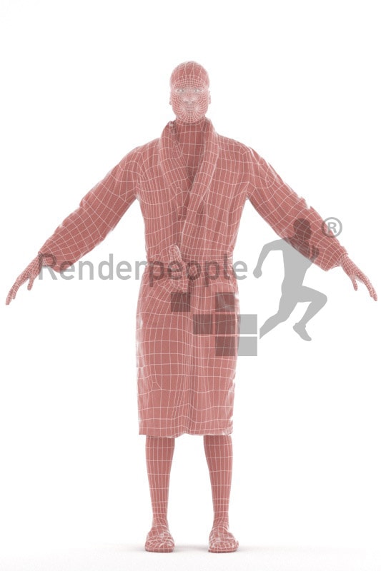 3d people spa, rigged black man in A Pose