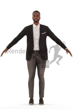 3d people business, rigged man in A Pose