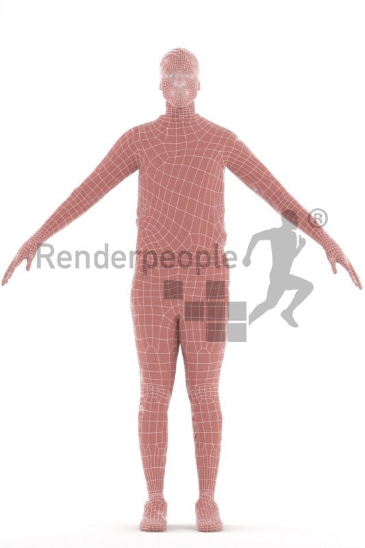 3d people sports, rigged man in A Pose