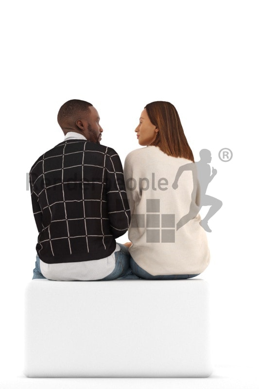 3d people casual, 3d couple sitting discussing