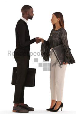 3d people business, 3d couple standing and shaking hands