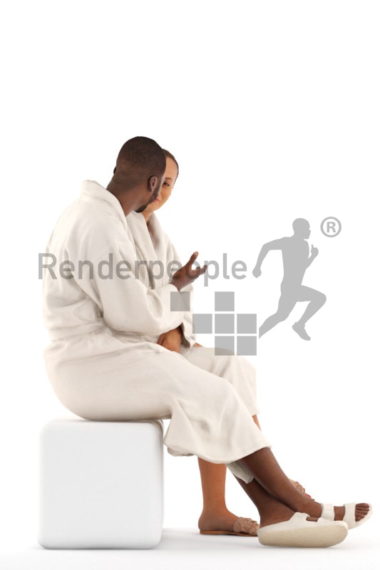 3d people spa, 3d couple sitting and talking