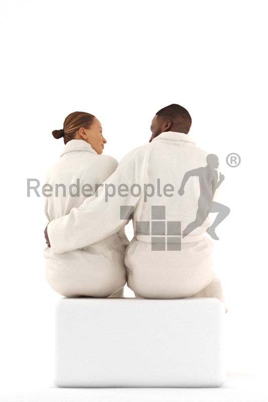 3d people spa, 3d couple sitting and talking