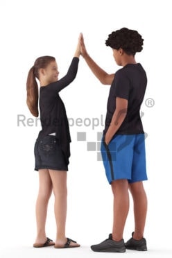 3D People model for 3ds Max and Cinema 4D – black boy and white girl interacting