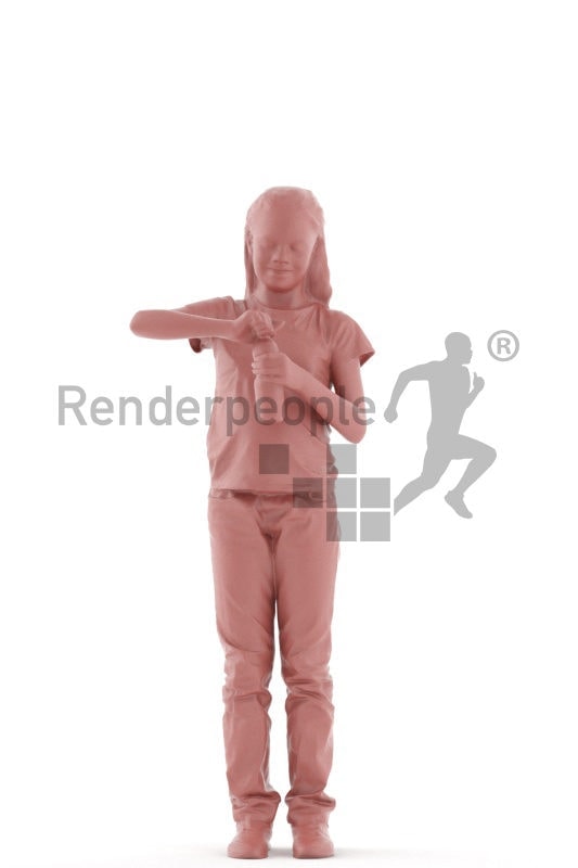 3d people casual, white 3d girl opening water bottle