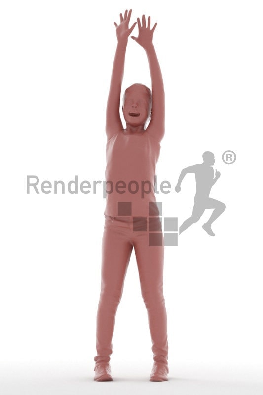 3d people casual, white 3d girl standing