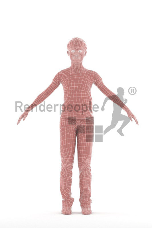 Rigged 3D People model for Maya and Cinema 4D – european girl in daily clothing