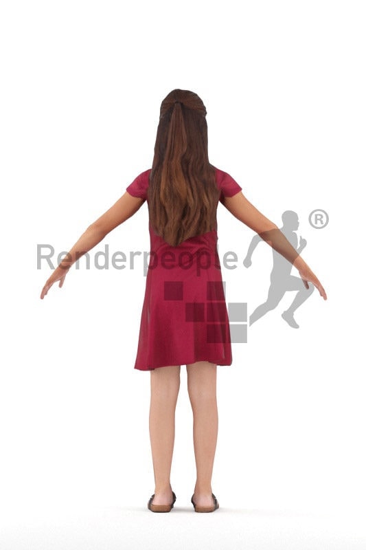Rigged 3D People model for Maya and Cinema 4D – white kid in a dress