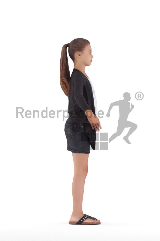 Rigged 3D People model for Maya and Cinema 4D – girl with ponytail, casual