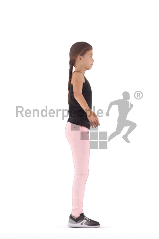 Rigged human 3D model by Renderpeople – white girl in daily clothes