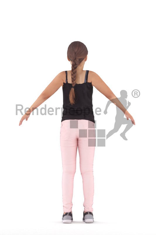Rigged human 3D model by Renderpeople – white girl in daily clothes