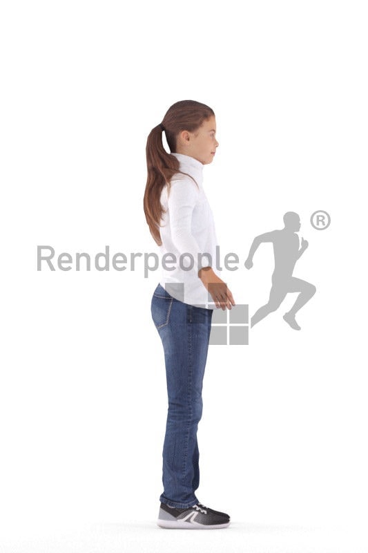 Rigged human 3D model by Renderpeople – white girl in casual clothes
