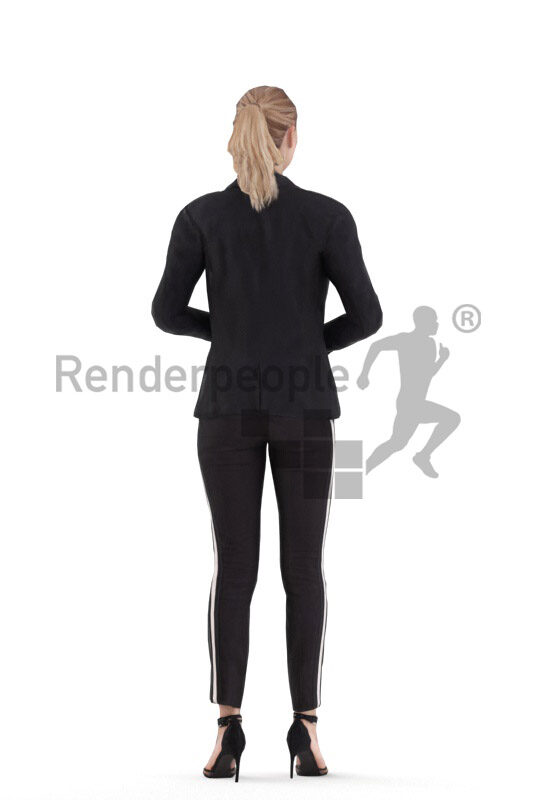 Human 3D model for animations – european woman in business look, standing and presenting