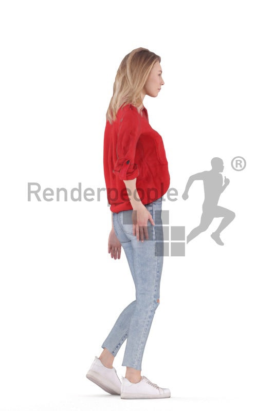 Animated 3D People model for Unreal Engine and Unity – european woman, smart casual, standing