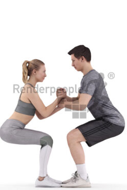 Photorealistic 3D People model by Renderpeople – european couple doing workout