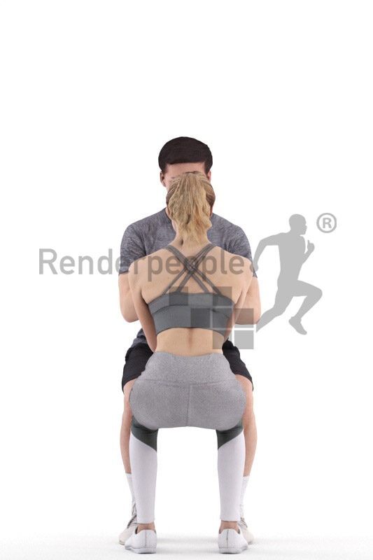 Photorealistic 3D People model by Renderpeople – european couple doing workout