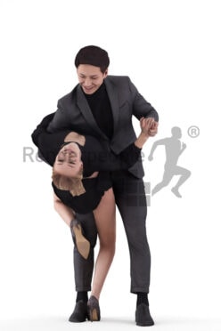 3D People model for 3ds Max and Cinema 4D – european couple dancing in chic event outfits