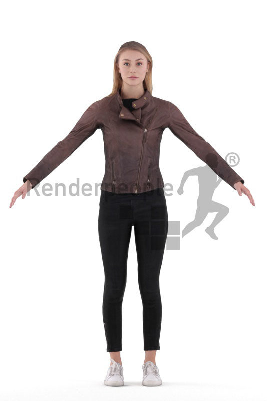 3d people casual outdoor, 3d white woman rigged