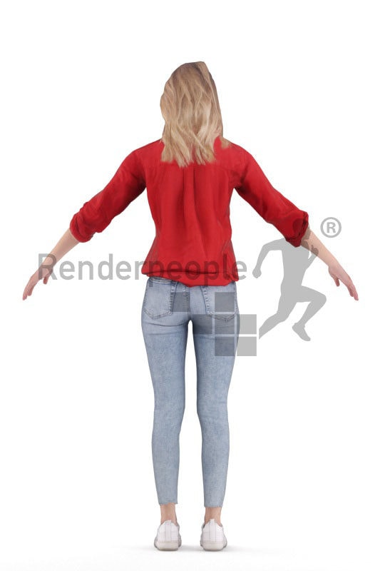 3d people casual, 3d white woman rigged