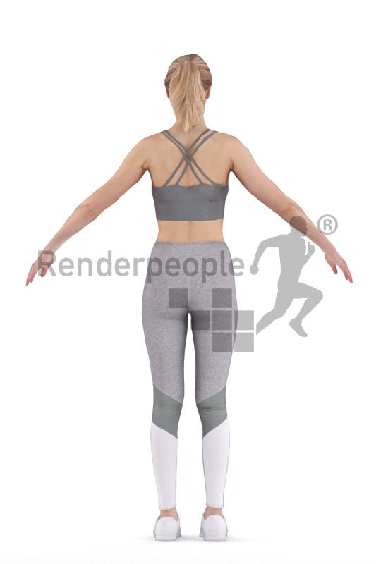 3d people sports, 3d white woman rigged