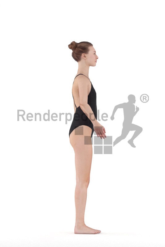 Rigged human 3D model by Renderpeople – european woman in black swimmsuit