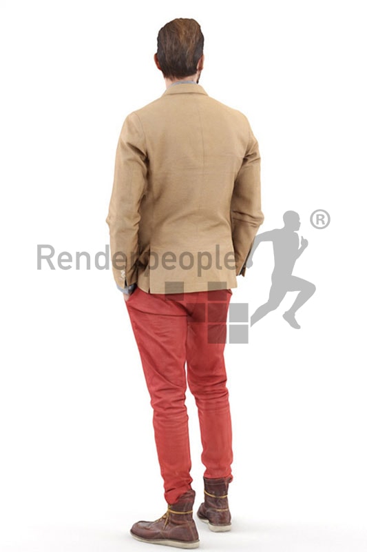 3d people casual, white 3d man standing with his hands in his pockets
