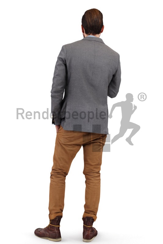 3d people casual, white 3d man posing in front of a mirror