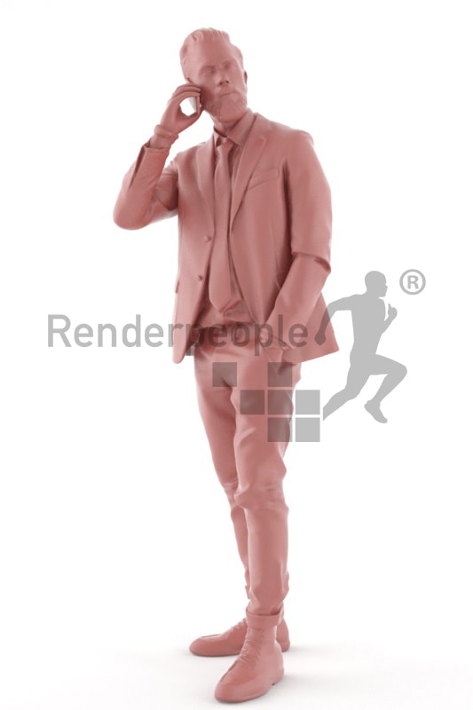 3d people casual, white 3d man talking on the phone