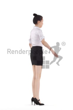 Rigged 3D People model for Maya and 3ds Max – european woman in business shirt and skirt