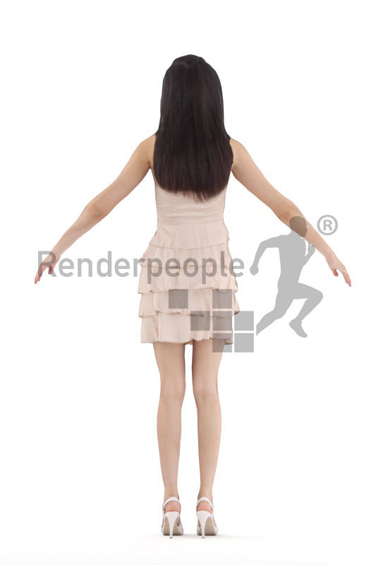 Rigged 3D People model for Maya and 3ds Max – asian woman in event look