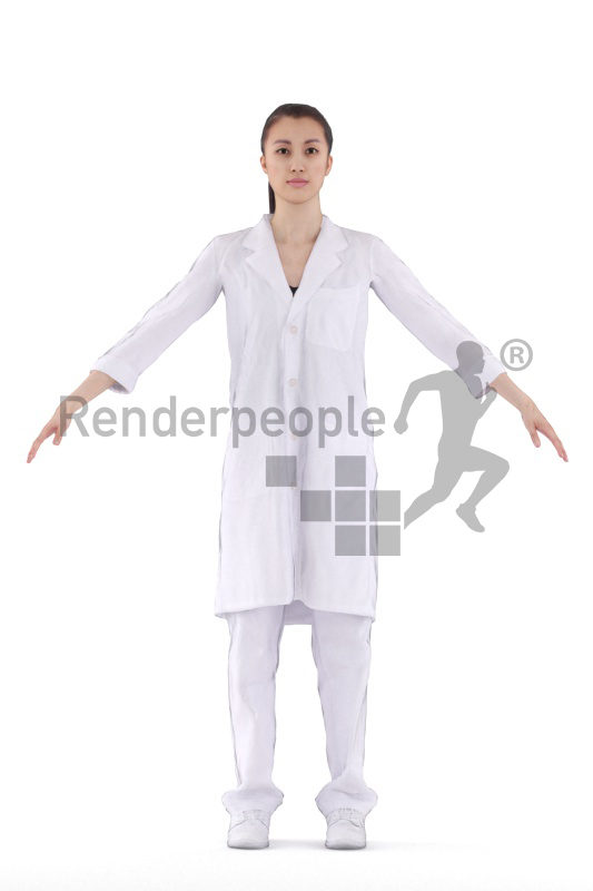 Rigged and retopologized 3D People model - european woman in healthcare outfit