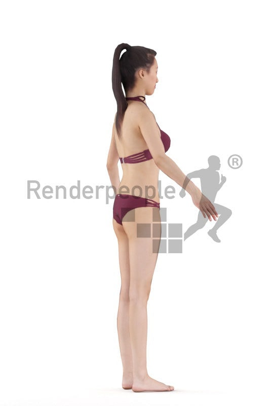 Rigged human 3D model by Renderpeople – asian woman in bikini