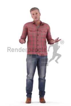 Human 3D model for animations – european man in smart casual look, talking, explaining