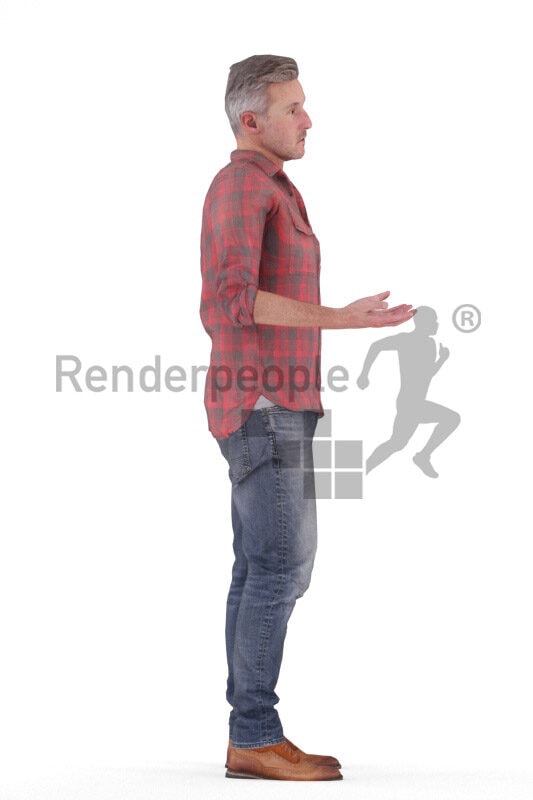 Human 3D model for animations – european man in smart casual look, talking, explaining
