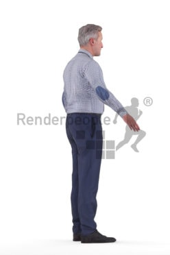 Rigged human 3D model by Renderpeople – elderly white man in business look