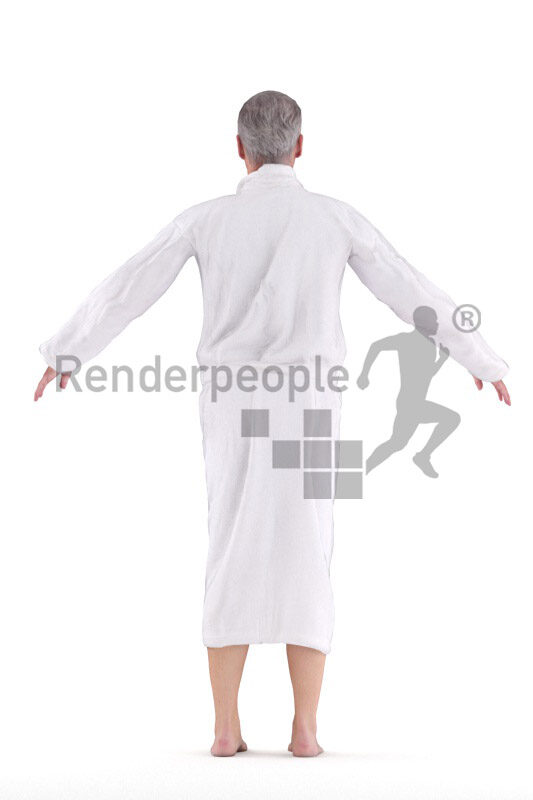 Rigged human 3D model by Renderpeople – european man in bathrobe