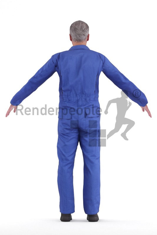 Rigged 3D People model for Maya and 3ds Max – middleaged european man in workwear