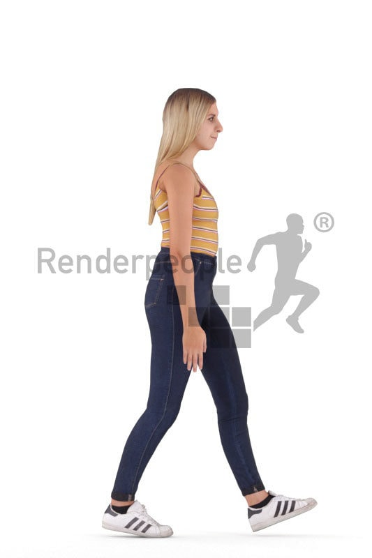 Animated 3D People model for visualization – european female in casual summer look