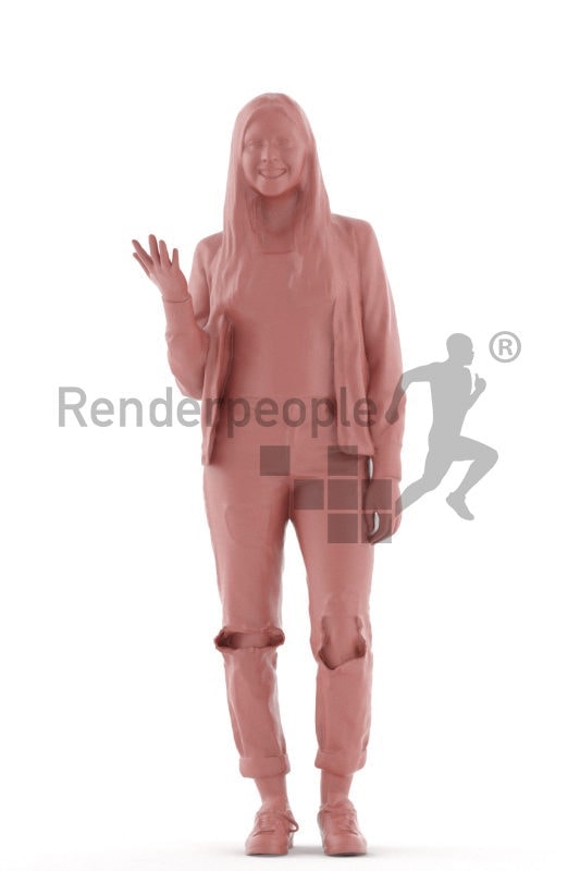 3d people casual, white 3d woman standing talking