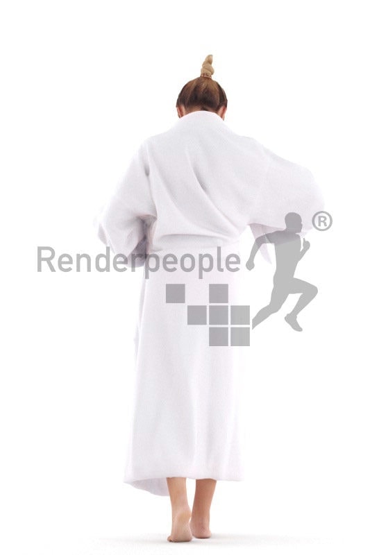 Realistic 3D People model by Renderpeople – european woman walking in bathrobe