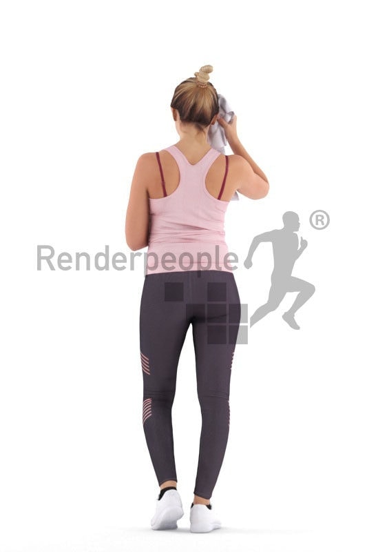 Scanned human 3D model by Renderpeople – european woman in sports outfit, using a towel