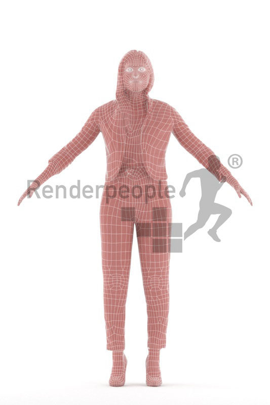 Rigged human 3D model by Renderpeople – european woman in business clothes