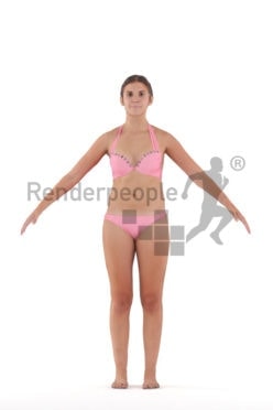Rigged 3D People model for Maya and Cinema 4D – white woman in bikini, beach/ pool