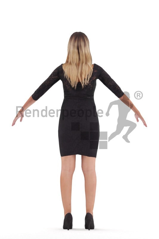 Rigged 3D People model for Maya and 3ds Max – white woman, event dress