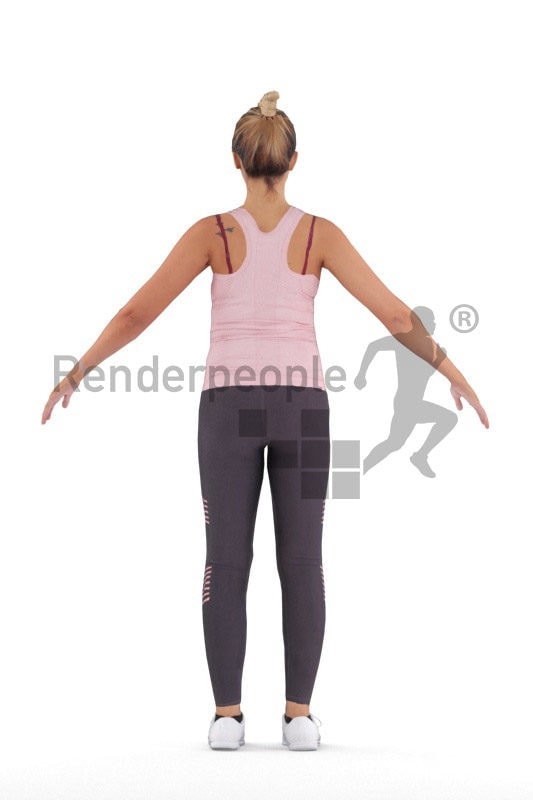 Rigged human 3D model by Renderpeople – white woman in work out clothes