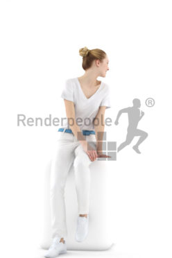 3d people service, white 3d woman sitting
