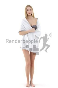3d people spa, white 3d woman with a towl