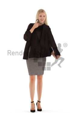 3d people business, white 3d woman walking and shopping