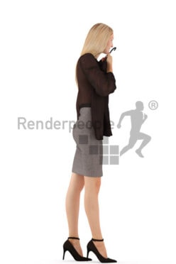 3d people business, white 3d woman walking and shopping